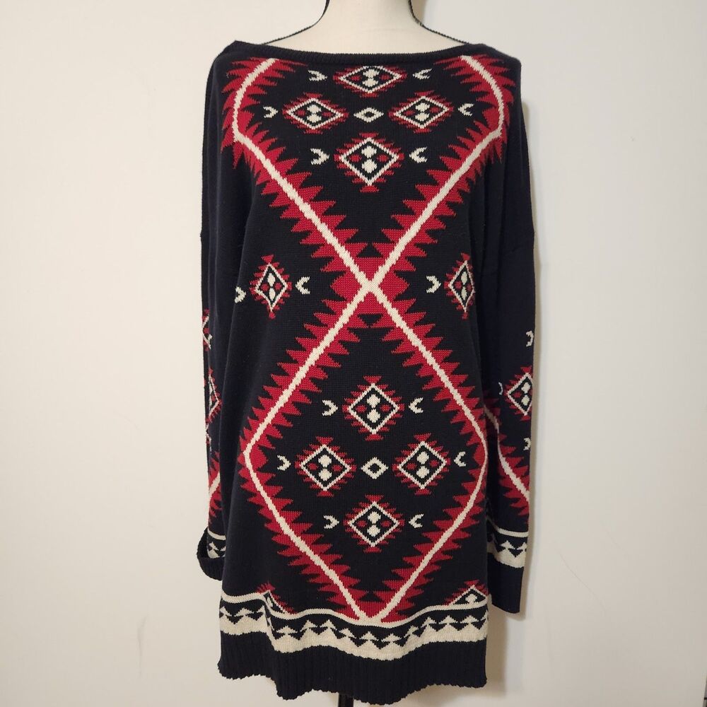 Lauren Ralph Lauren Cotton Argyle Tunic Sweater Aztec Volup Plus XL